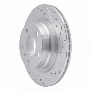 BMW 230I Brake Rotor (1) - Rear Right - R1 Concepts - Drilled & Slotted - Silver - `06-`21